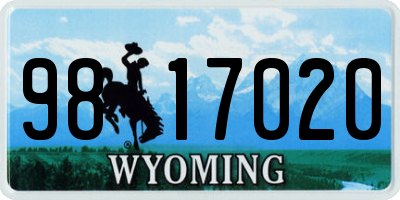 WY license plate 9817020