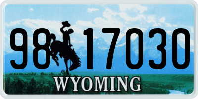 WY license plate 9817030