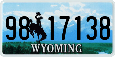 WY license plate 9817138