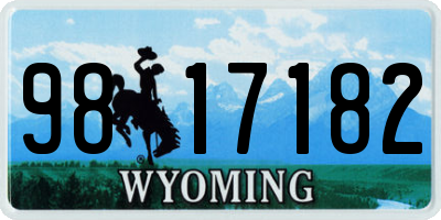 WY license plate 9817182