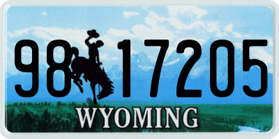 WY license plate 9817205