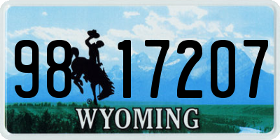 WY license plate 9817207