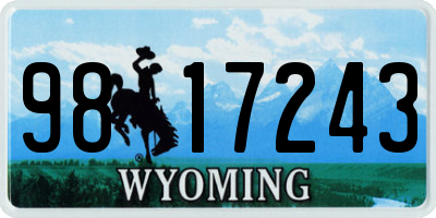 WY license plate 9817243