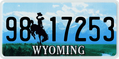 WY license plate 9817253
