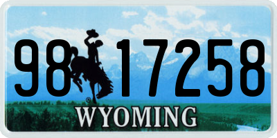 WY license plate 9817258