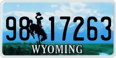 WY license plate 9817263