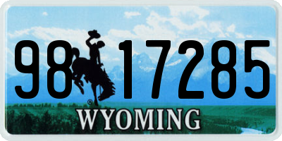 WY license plate 9817285