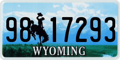 WY license plate 9817293
