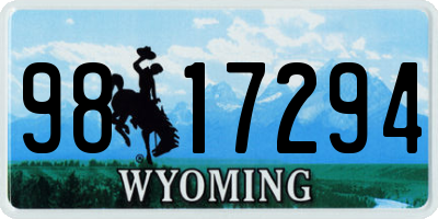 WY license plate 9817294