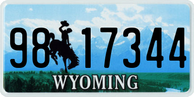 WY license plate 9817344