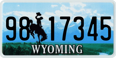WY license plate 9817345
