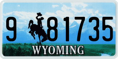 WY license plate 981735