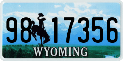 WY license plate 9817356