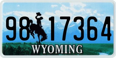 WY license plate 9817364