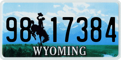 WY license plate 9817384