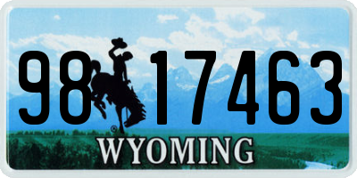 WY license plate 9817463