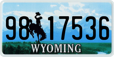 WY license plate 9817536