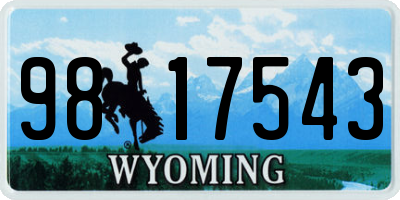 WY license plate 9817543
