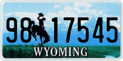 WY license plate 9817545