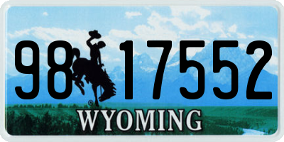 WY license plate 9817552