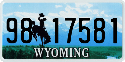 WY license plate 9817581
