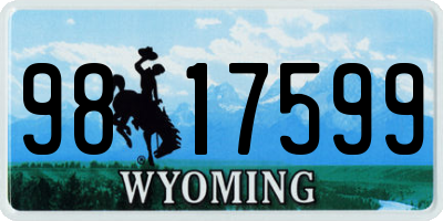 WY license plate 9817599