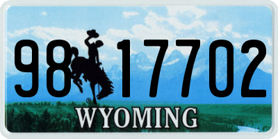 WY license plate 9817702