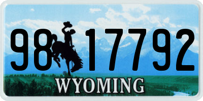 WY license plate 9817792