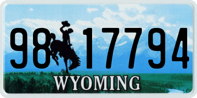 WY license plate 9817794
