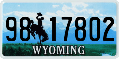 WY license plate 9817802