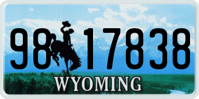 WY license plate 9817838