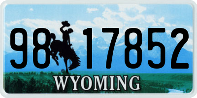WY license plate 9817852