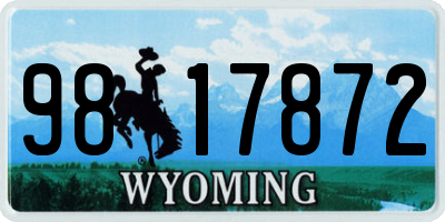 WY license plate 9817872