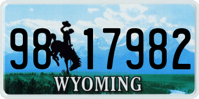 WY license plate 9817982