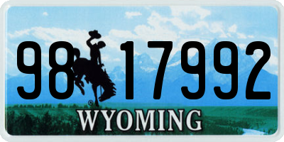 WY license plate 9817992