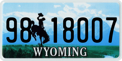WY license plate 9818007
