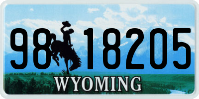 WY license plate 9818205