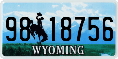 WY license plate 9818756