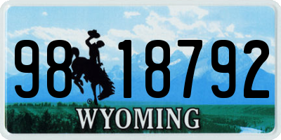 WY license plate 9818792
