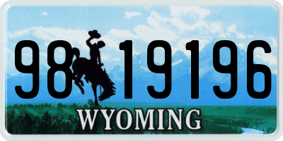 WY license plate 9819196