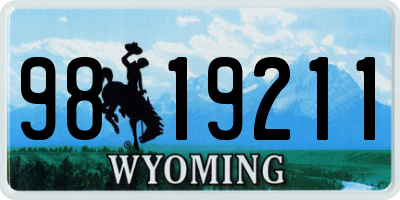 WY license plate 9819211