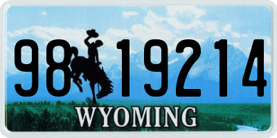 WY license plate 9819214