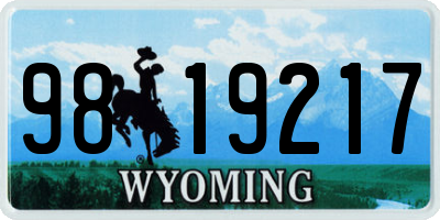 WY license plate 9819217