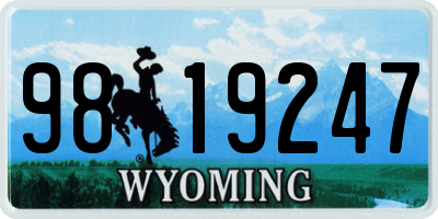WY license plate 9819247