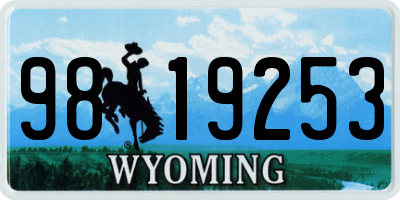 WY license plate 9819253