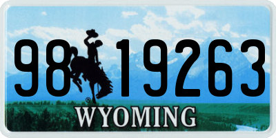 WY license plate 9819263