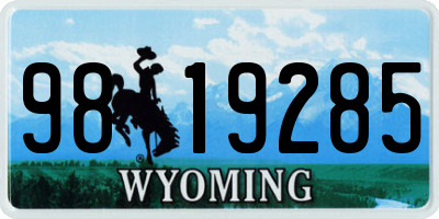 WY license plate 9819285