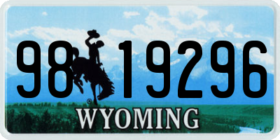 WY license plate 9819296