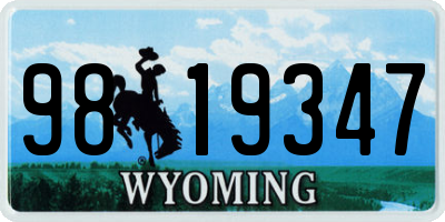 WY license plate 9819347