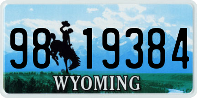 WY license plate 9819384